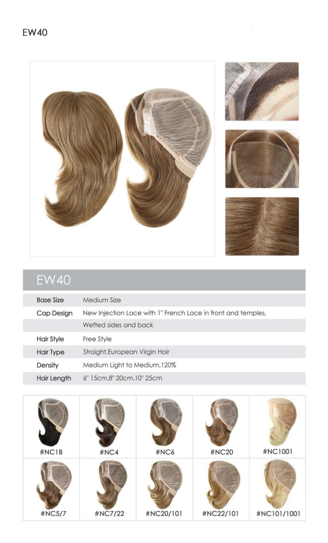 Woman's Topper EW40 Hair length 6" 8" and 10"